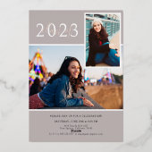 モダン ミニマル ボーホ | 卒業写真パーティー 箔招待状 (裏面)