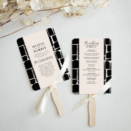 モダン ミニマル ボールド グラフィック モノクロ ウェディング ハンドファン