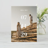 モダン＆ミニマル ボールド フォト ウェディング エロープメント 案内状 (スタンド正面)