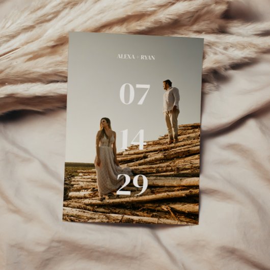 モダン＆ミニマル ボールド フォト ウェディング エロープメント 案内状