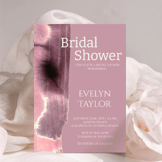 モダン ミニマル マウベ ダスティ ローズ ブライダル シャワー 招待状