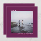 モダン ミニマル マジェンタ スクエア フォト ウェディング 招待状 (正面/裏面)