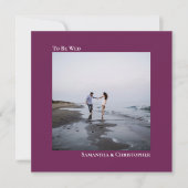 モダン ミニマル マジェンタ スクエア フォト ウェディング 招待状 (正面)