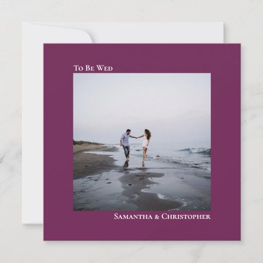 モダン ミニマル マジェンタ スクエア フォト ウェディング 招待状 (正面)
