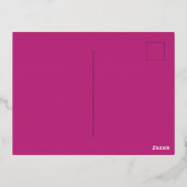 モダン ミニマル マゼンタの アーチウェディング 箔招待状ポストカード (裏面)