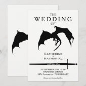 モダン ミニマル メディアン ドラゴン ウェディング インビテーション (正面/裏面)