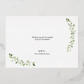 モダン ミニマル メリークリスマス フォリアージェングリーン ゴールド 箔シーズンカード (裏面)