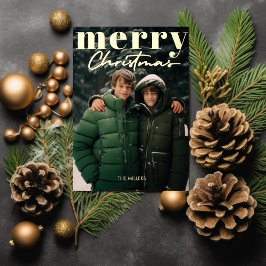 モダン ミニマル メリークリスマス 1 フォト エレガント 箔シーズンカード