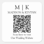 モダン ミニマル モノグラム ウェディングのQRコード スクエアシール (正面)