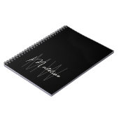 モダン ミニマル モノグラム ブラック ノートブック (左側)