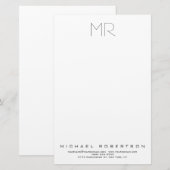 モダン ミニマル モノグラム プレーン プロフェッショナル 便箋 (正面/裏面)
