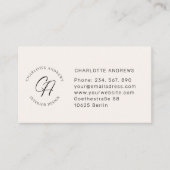 モダン，ミニマル，モノグラム，ロゴ，円，ベージュ 名刺 (正面)