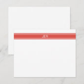 モダン ミニマル モノグラム 名前イニシャル 赤 ノートカード (正面/裏面)