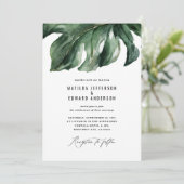 モダン ミニマル ヤシの葉グリーン ウェディング 案内状 (スタンド正面)
