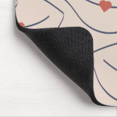 モダン ミニマル ライン アート リップス テラコッタ レッド マウスパッド (コーナー)