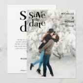 モダン ミニマル ラスティック フォト Save The Date カード (正面/裏面)