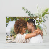 モダン ミニマル ラスティック フォト Save The Date カード (スタンド正面)