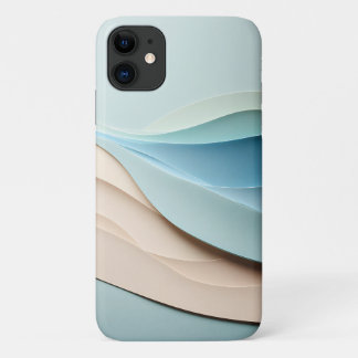 モダン ミニマル レイヤード ペーパー ウェーブ - エレガントなブル iPhone 11 ケース