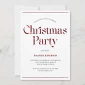 モダン ミニマル レッド グリッター クリスマス パーティー 招待状 (正面)