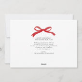 モダン ミニマル レッド ボウ フォト ホリデー カード (裏面)