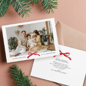 モダン ミニマル レッド ボウ フォト ホリデー カード