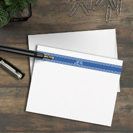 モダン ミニマル ロイヤルブルー モノグラム ノートカード