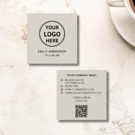モダン ミニマル ロゴ QR ソーシャルメディア スクエア名刺