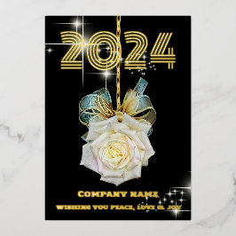 モダン ミニマル ローズ エレガント,会社名, 箔シーズンカード