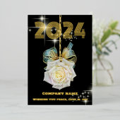 モダン ミニマル ローズ エレガント,会社名, 箔シーズンカード (立ち正面)