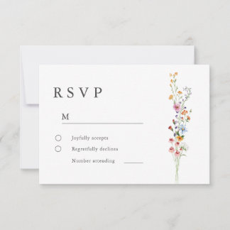 モダン ミニマル ワイルドフラワーズ ウェディング RSVP カード