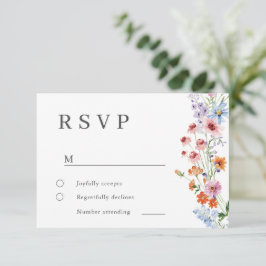 モダン ミニマル ワイルドフラワーズ ウェディング RSVP カード