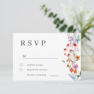 モダン ミニマル ワイルドフラワーズ ウェディング RSVP カード