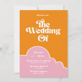 モダン ミニマル ヴィブランド オレンジとピンクのウェディング 招待状 (正面)