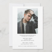 モダン ミニマル 二枚写真 モノクロ 卒業 招待状 (裏面)