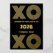 モダン ミニマル,会社のエレガントなXO XO 箔シーズンカード (正面)