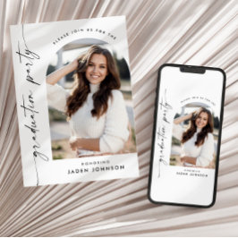 モダン ミニマル 卒業写真 卒業パーティー 招待状