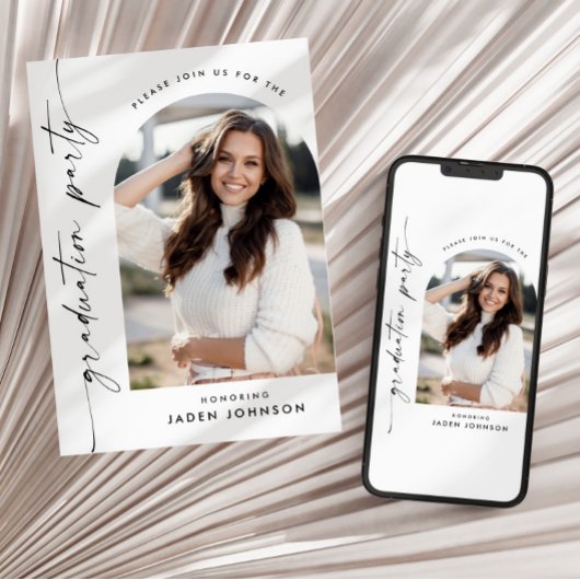 モダン ミニマル 卒業写真 卒業パーティー 招待状