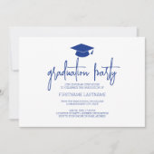 モダン ミニマル 卒業式 ネイビー 招待状 (正面)