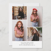 モダン ミニマル 卒業式 黒白ストライプ 招待状 (裏面)