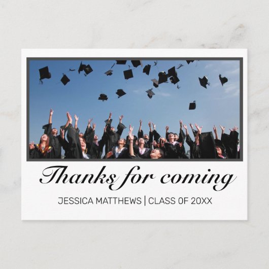 モダン ミニマル 卒業 ありがとう フォト ポストカード (正面)