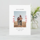 モダン ミニマル 喜びと愛 1枚の写真 ホリデー シーズンカード (スタンド正面)