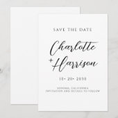 モダン ミニマル 手書きスクリプト セーブザデート (正面/裏面)