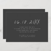 モダン ミニマル 手書き ウェディング セーブザデート (正面/裏面)