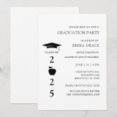 モダン ミニマル 教師 卒業パーティー 招待状 (正面/裏面)