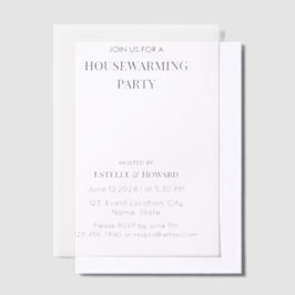 モダン ミニマル 新しい家の新築祝いパーティー ベラム紙招待状