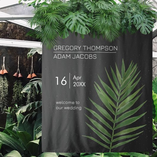 モダン ミニマル 星空とビーチ パーム ウェディング タペストリー