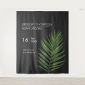 モダン ミニマル 星空とビーチ パーム ウェディング タペストリー (正面)