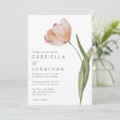 モダン ミニマル 水彩チューリップ ウェディング 招待状 (スタンド正面)