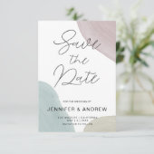 モダン ミニマル 水彩 | セーブ・ザ・デート 招待状 (スタンド正面)