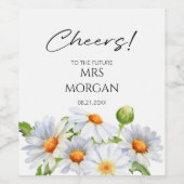 モダン ミニマル 水彩 ダリア ブライダル シャワー ワインラベル (シングルラベル)